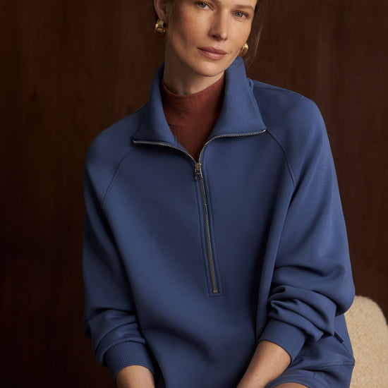 Young Ideas/Henmores - Selene Half Zip Sweat - Bijou Blue - XS