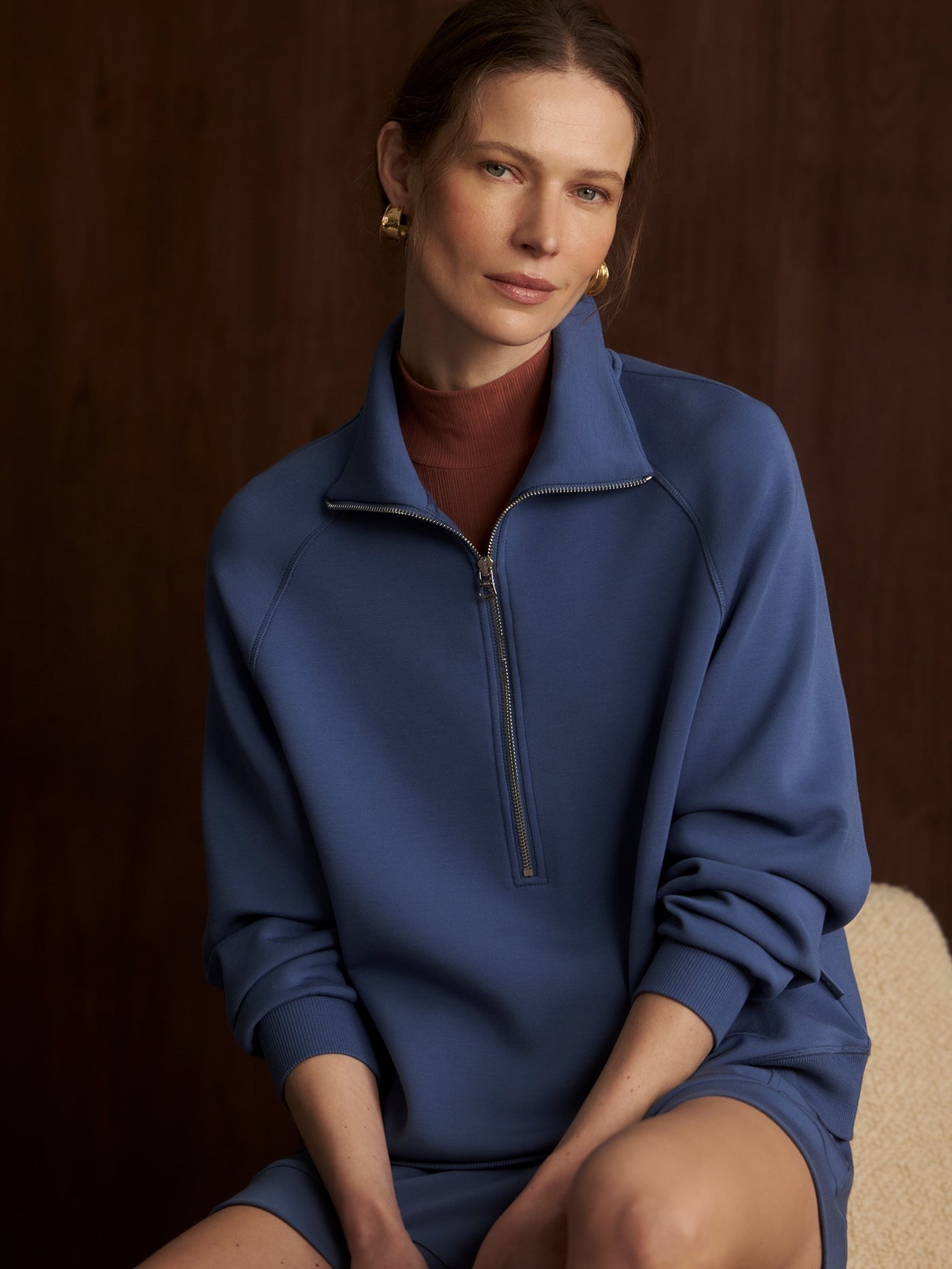 Young Ideas/Henmores - Selene Half Zip Sweat - Bijou Blue - XS