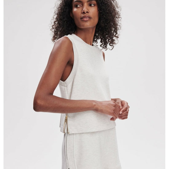 Young Ideas/Henmores - Shea Crop Tank Top - Ivory Marl - XS