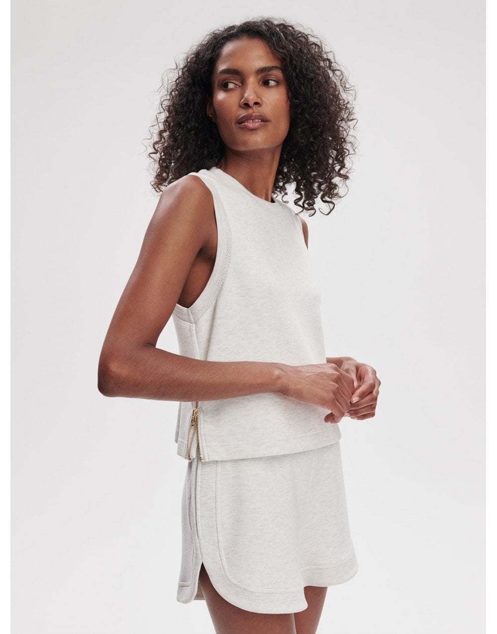 Young Ideas/Henmores - Shea Crop Tank Top - Ivory Marl - XS