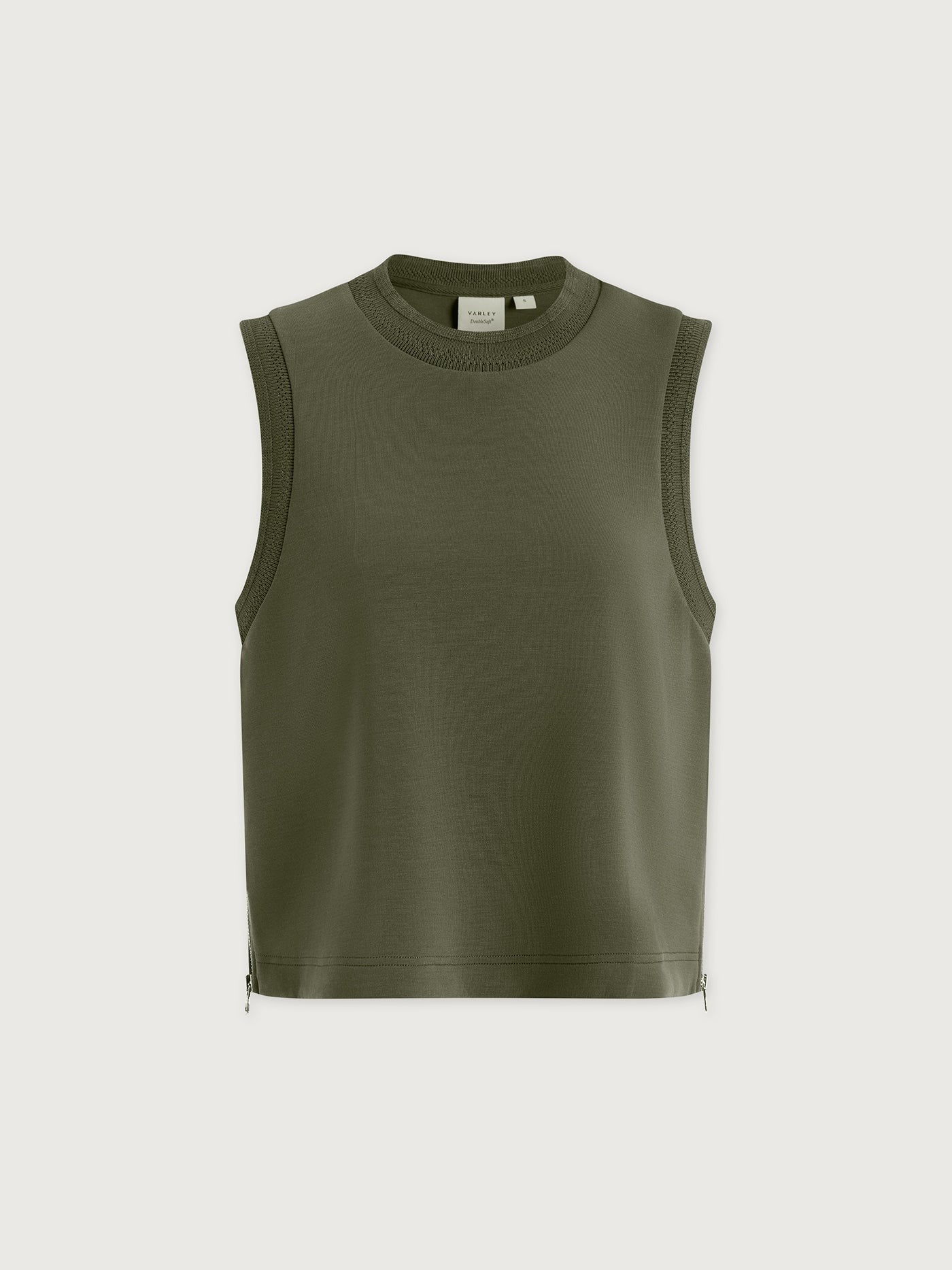 Young Ideas & Henmores - Shea Side Zip Crop Tank - Thyme - XS