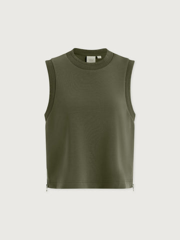 Young Ideas & Henmores - Shea Side Zip Crop Tank - Thyme - XS