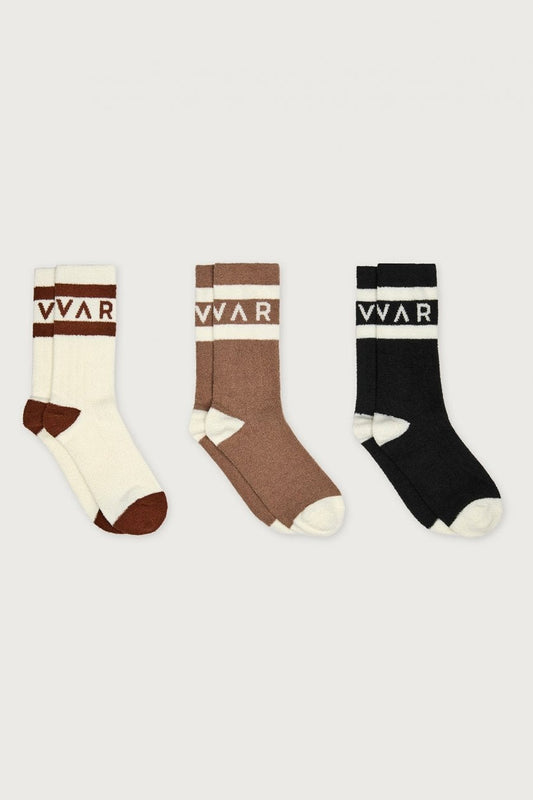 Young Ideas/Henmores - Spencer Logo Sock 3P - Acorn/Charcoal/Sand Marl - OS