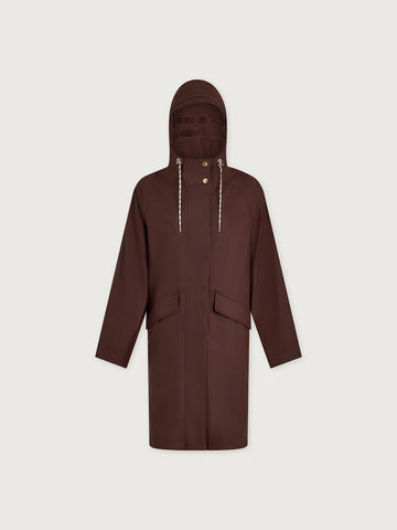 Young Ideas & Henmores -Tovera Long Rain Jacket -Deep Mahogany -XS