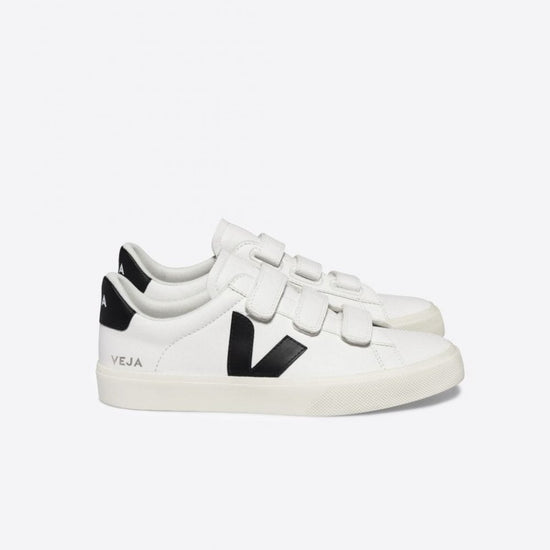 Young Ideas/Henmores - Recife Leather Velcro Trainer - White/ Black - 11