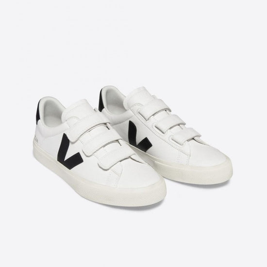 Young Ideas/Henmores - Recife Leather Velcro Trainer - White/ Black - 11