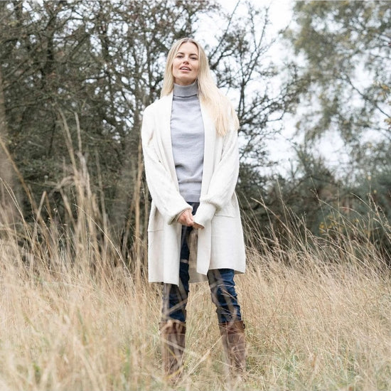 Young Ideas/Henmores - Cable Knit Cardigan with embellished sleeves - Camel - OS