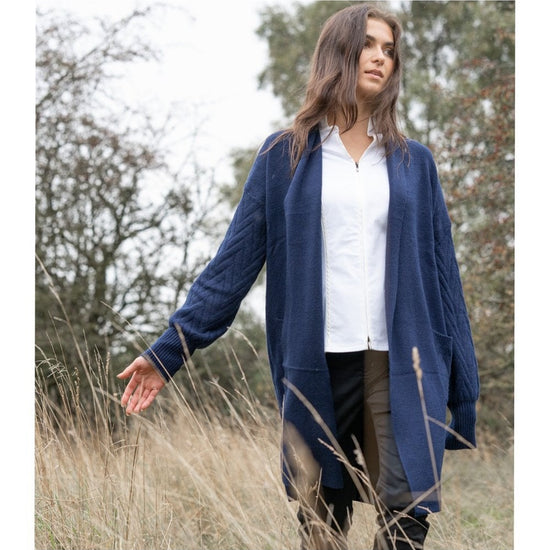 Young Ideas/Henmores - Cable Knit Cardigan with embellished sleeves - Camel - OS