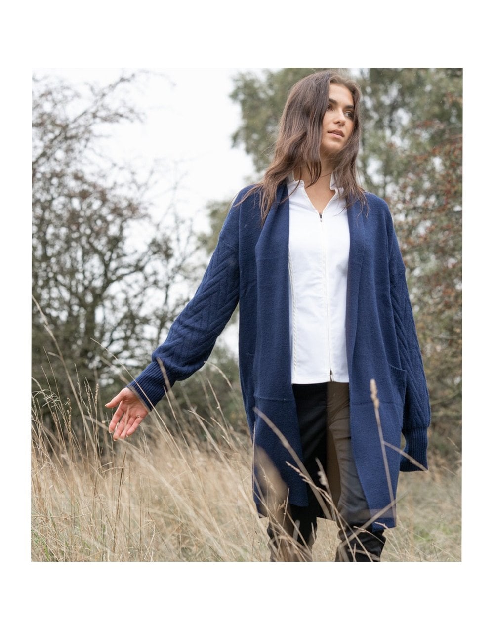 Young Ideas/Henmores - Cable Knit Cardigan with embellished sleeves - Camel - OS