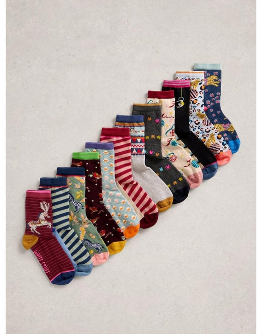 Young Ideas/Henmores - 12 Days Womens Sock Advent - Pink Multi - OS