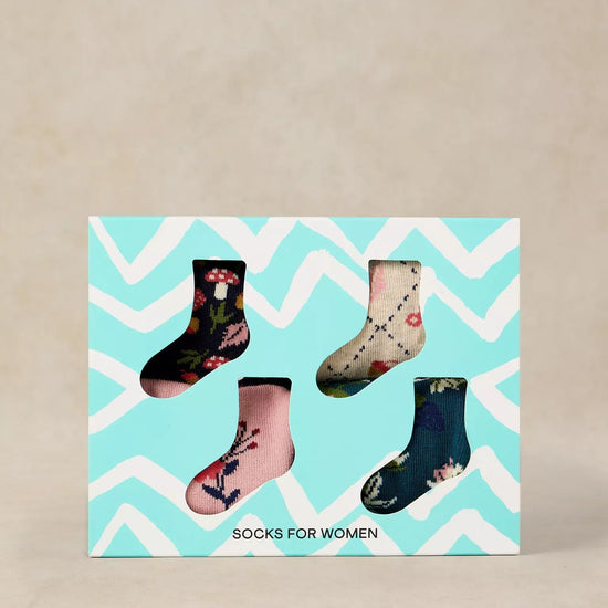 Young Ideas & Henmores -4 Pack Autumn Fruit Ankle Sock -Navy Multi -3-5