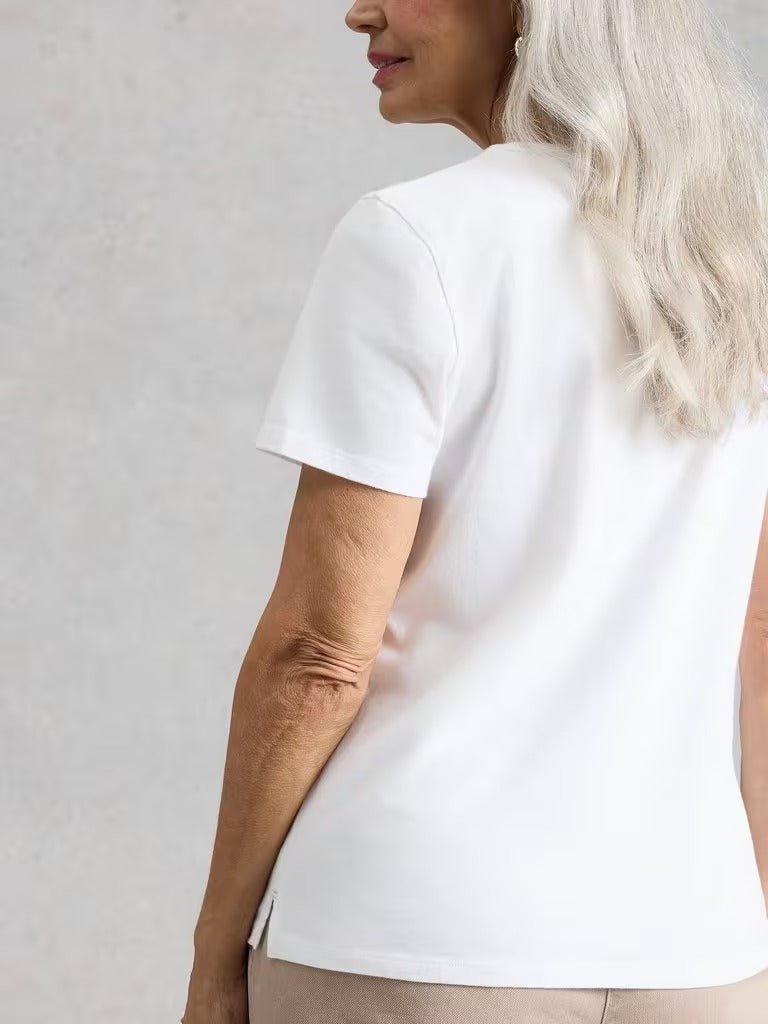 Young Ideas & Henmores - Abbie Embroidered Tee - White - 8