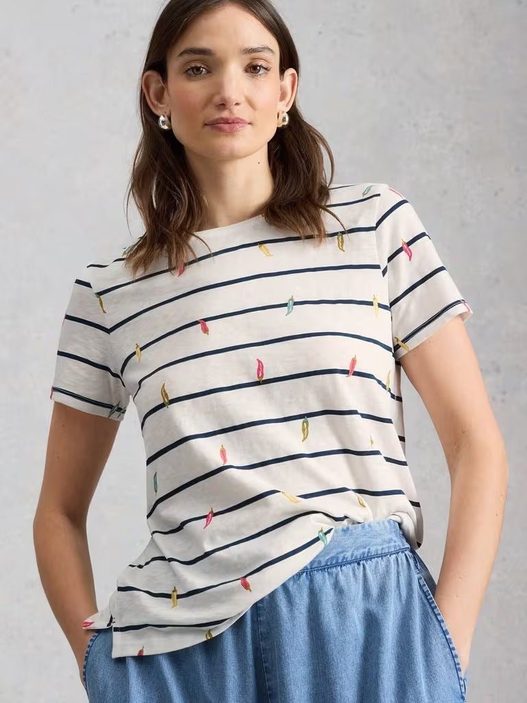 Young Ideas & Henmores - Abbie Stripe Tee - Ivory Multi - 8