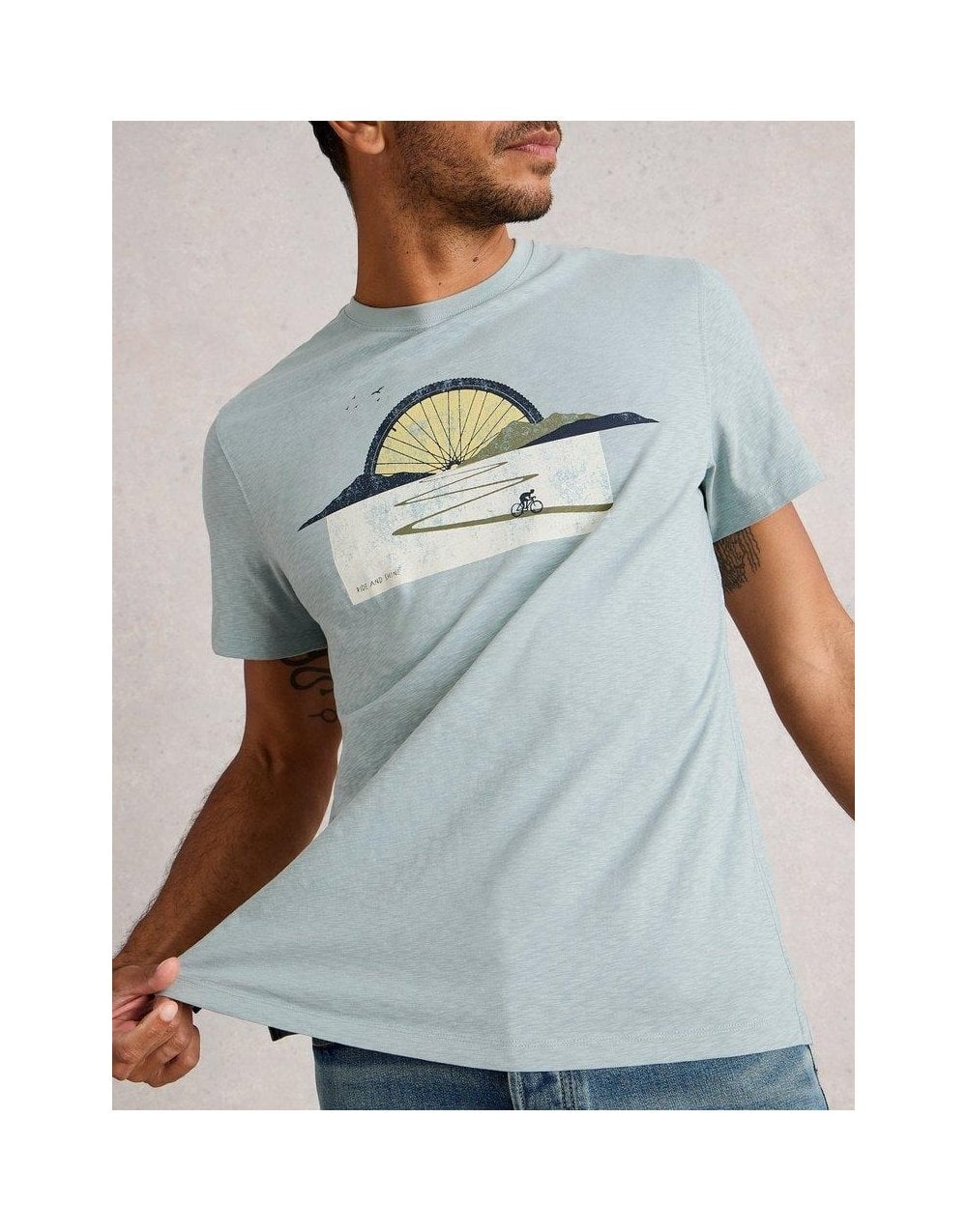 Young Ideas/Henmores - Abersoch Bike Sun Graphic T-Shirt - Light Blue - S