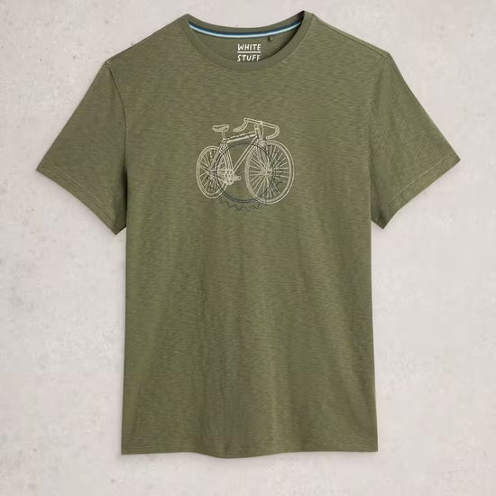 Young Ideas & Henmores - Abersoch Cogs Graphic Tee - Green Print - M