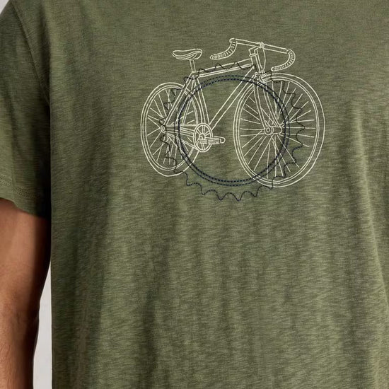Young Ideas & Henmores - Abersoch Cogs Graphic Tee - Green Print - M