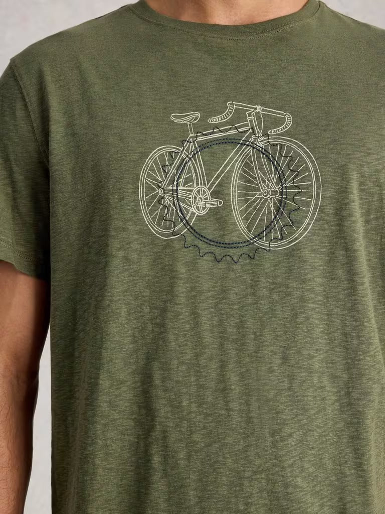 Young Ideas & Henmores - Abersoch Cogs Graphic Tee - Green Print - M