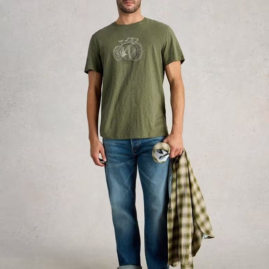 Young Ideas & Henmores - Abersoch Cogs Graphic Tee - Green Print - M