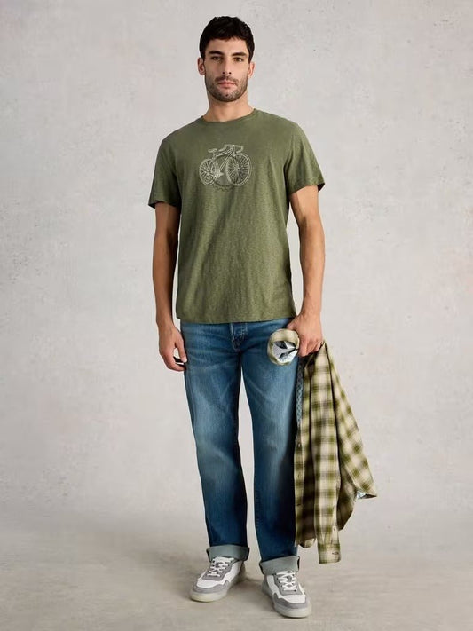 Young Ideas & Henmores - Abersoch Cogs Graphic Tee - Green Print - M