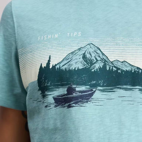 Young Ideas & Henmores - Abersoch Fishing Graphic Tee - Blue Print - M