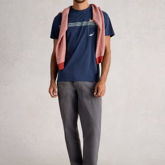 Young Ideas & Henmores - Abersoch Graphic In The Ocean Tee - Navy Print - M