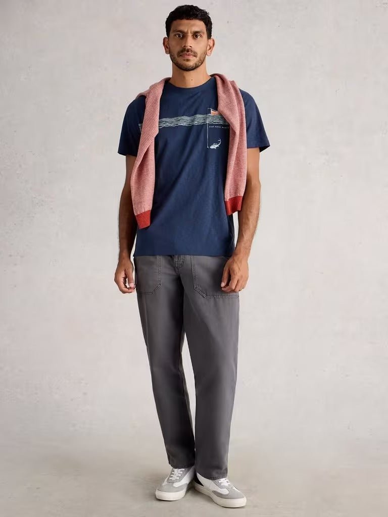 Young Ideas & Henmores - Abersoch Graphic In The Ocean Tee - Navy Print - M
