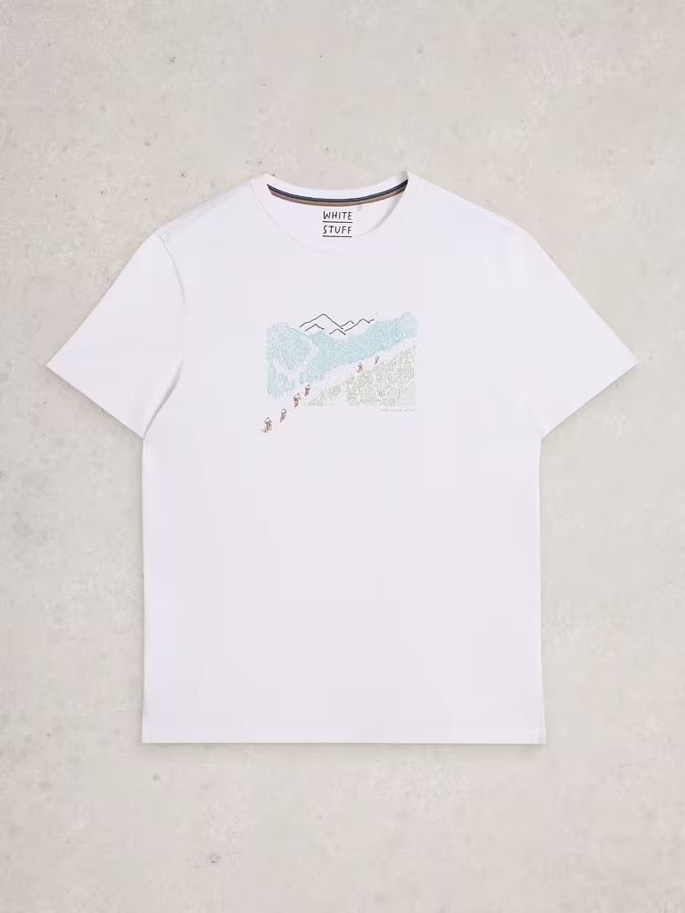 Young Ideas & Henmores - Abersoch Pedal Graphic Tee - White Print - M