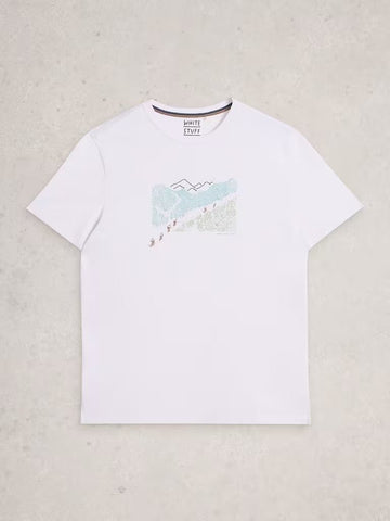 Young Ideas & Henmores - Abersoch Pedal Graphic Tee - White Print - M