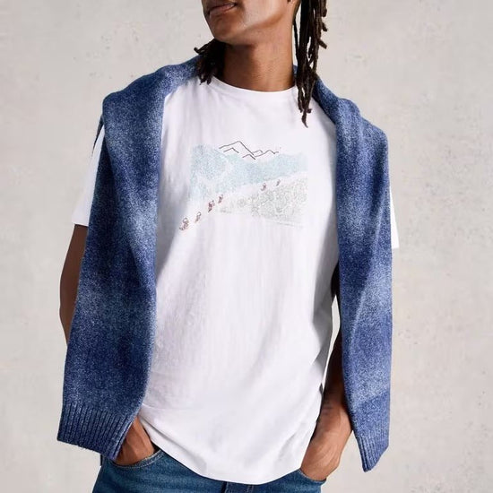 Young Ideas & Henmores - Abersoch Pedal Graphic Tee - White Print - M