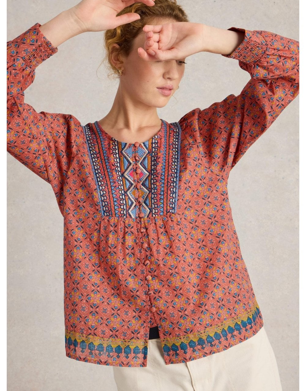 Young Ideas/Henmores - Abigail Embroidered Top - Pink Multi - 8