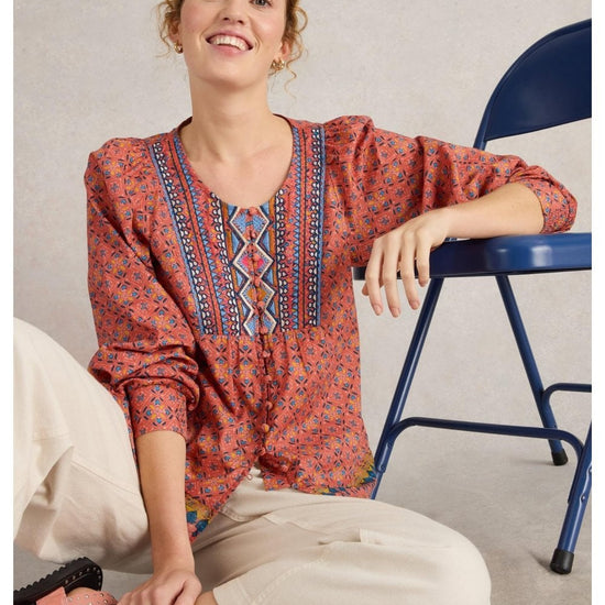 Young Ideas/Henmores - Abigail Embroidered Top - Pink Multi - 8