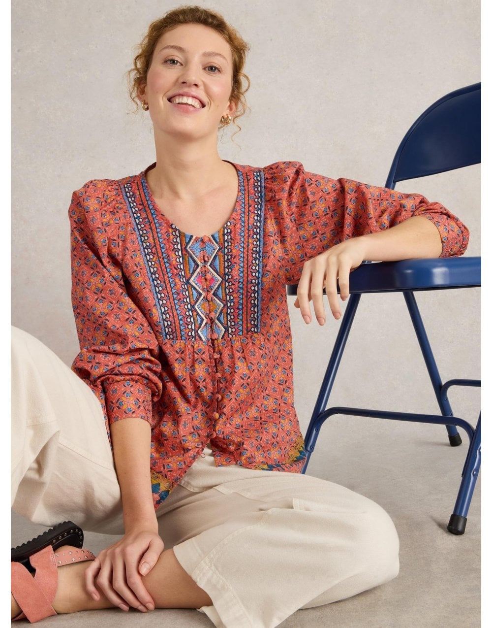 Young Ideas/Henmores - Abigail Embroidered Top - Pink Multi - 8