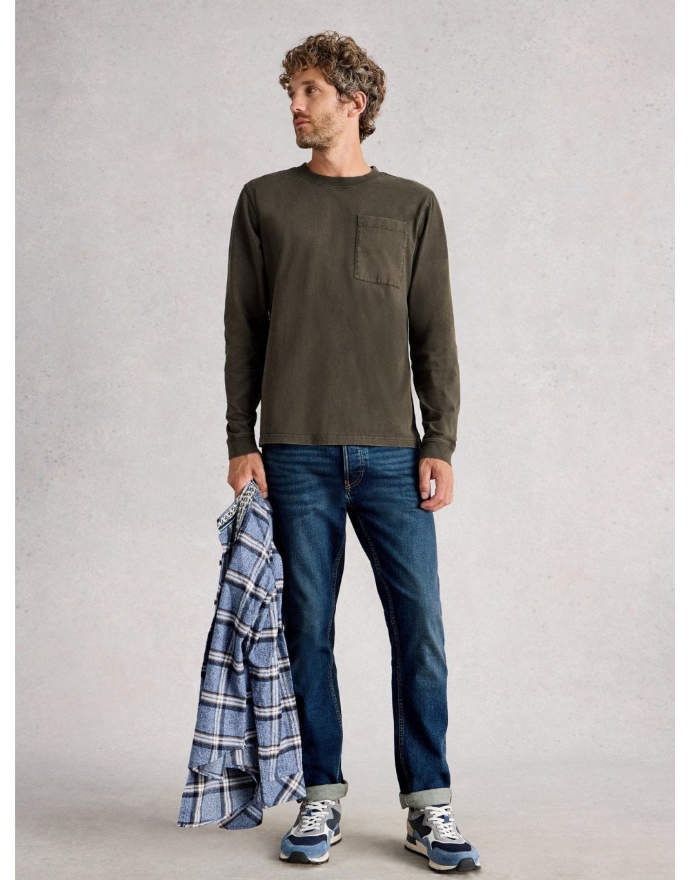 Young Ideas/Henmores - Accleton Long Sleeve T-Shirt - Khaki Green - S