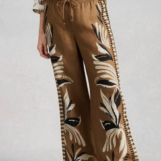Young Ideas & Henmores - Ally Linen Wide Leg Trouser - Khaki Green - 8