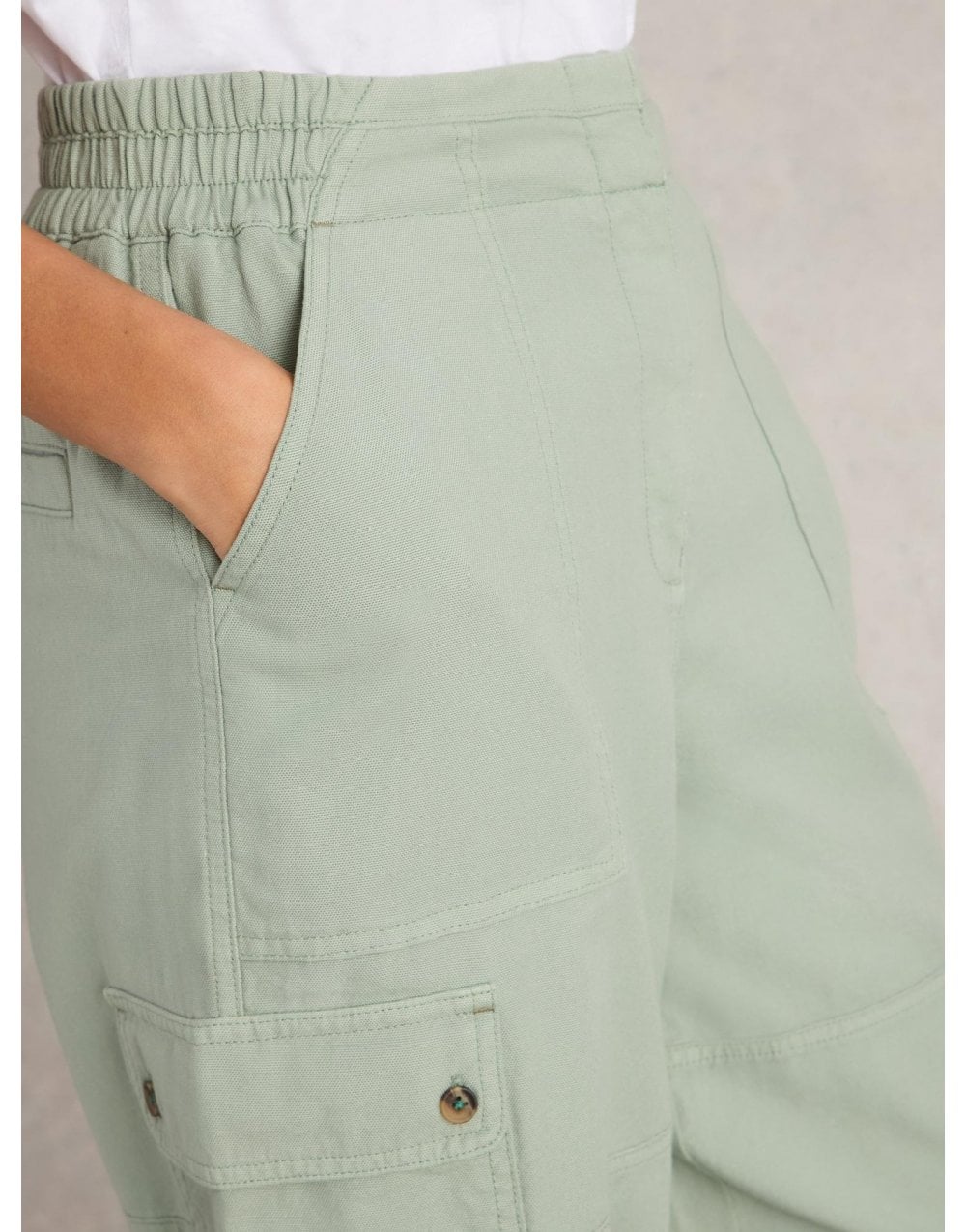 Young Ideas/Henmores - Anabel Soft Barrel Cargo Trouser - Light Green - 8