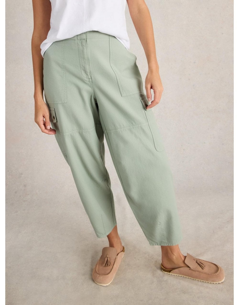 Young Ideas/Henmores - Anabel Soft Barrel Cargo Trouser - Light Green - 8