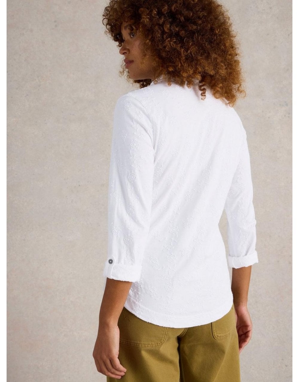 Young Ideas/Henmores - Annie Broderie Jersey Shirt - Brilliant White - 8