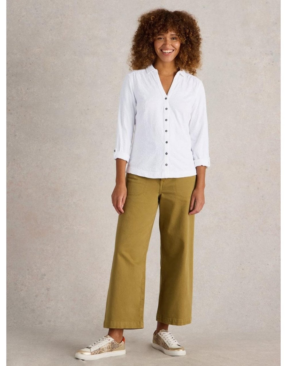 Young Ideas/Henmores - Annie Broderie Jersey Shirt - Brilliant White - 8