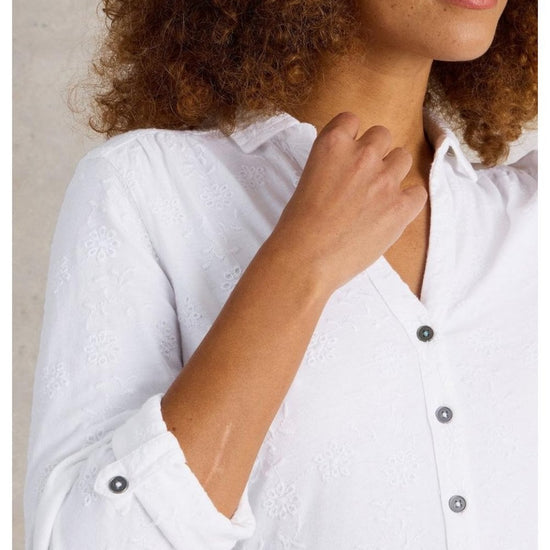 Young Ideas/Henmores - Annie Broderie Jersey Shirt - Brilliant White - 8