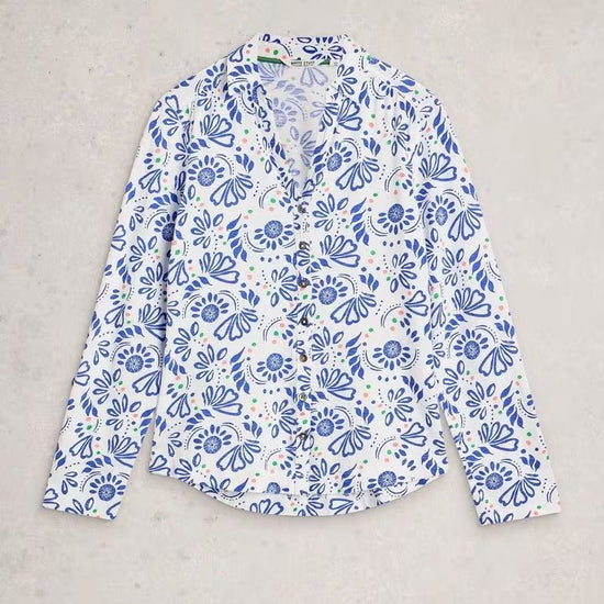 Young Ideas & Henmores - Annie Jersey Shirt - White Print - 8