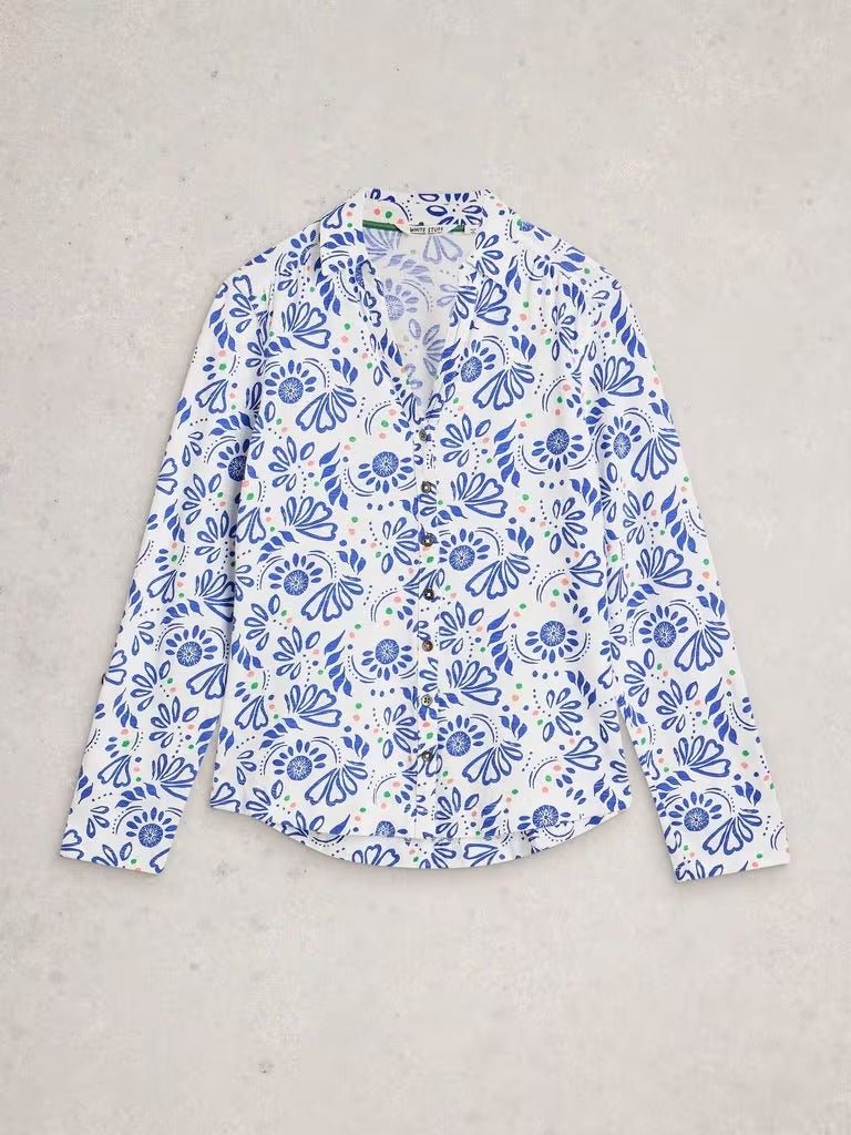 Young Ideas & Henmores - Annie Jersey Shirt - White Print - 8