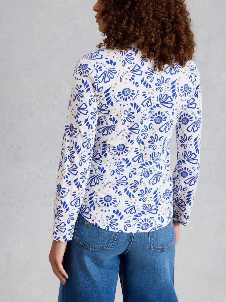 Young Ideas & Henmores - Annie Jersey Shirt - White Print - 8
