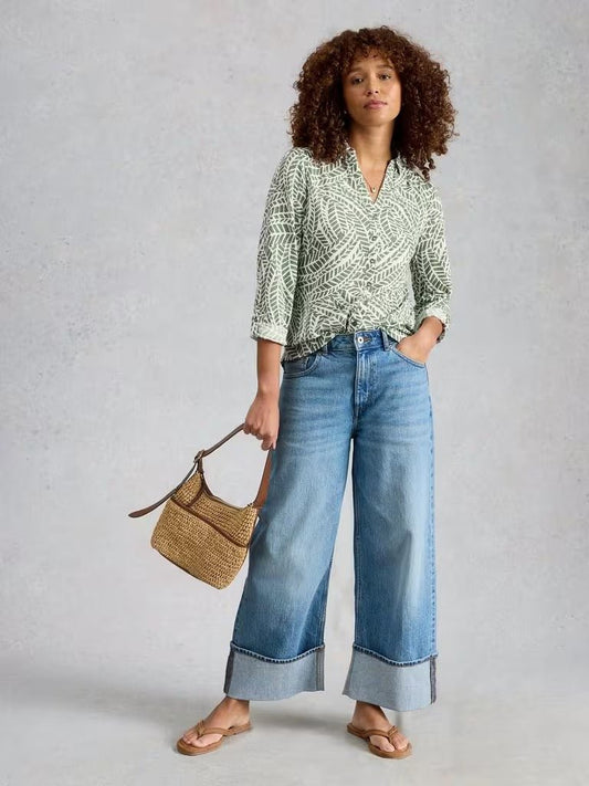 Young Ideas & Henmores - Annie Jersey Shirt - Green Print - 8