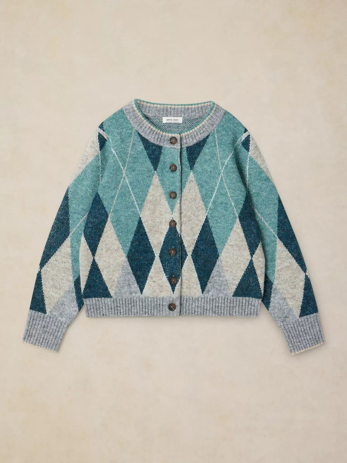 Young Ideas & Henmores -Argyle Check Cardi -Blue Multi -8