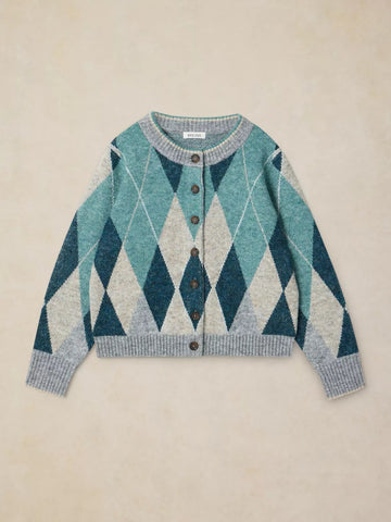 Young Ideas & Henmores -Argyle Check Cardi -Blue Multi -8