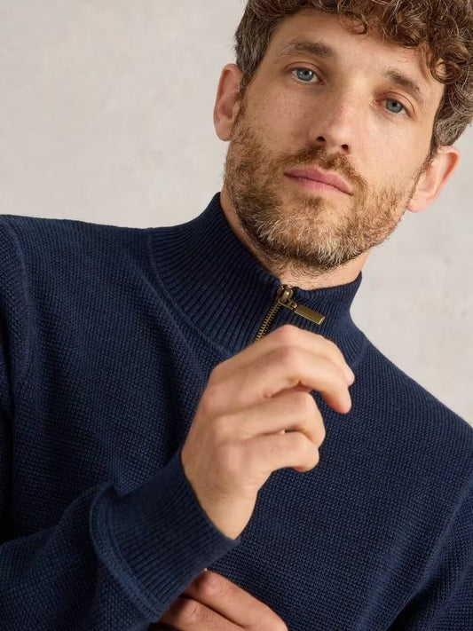 Young Ideas & Henmores - Attadale Funnel Neck Jumper - Dark Navy - M