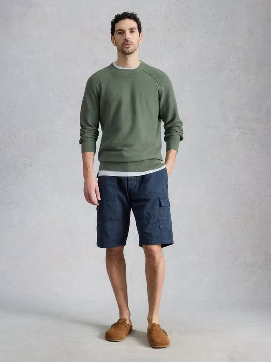 Young Ideas & Henmores - Attadale Linen Blend Jumper - Mid Green - M