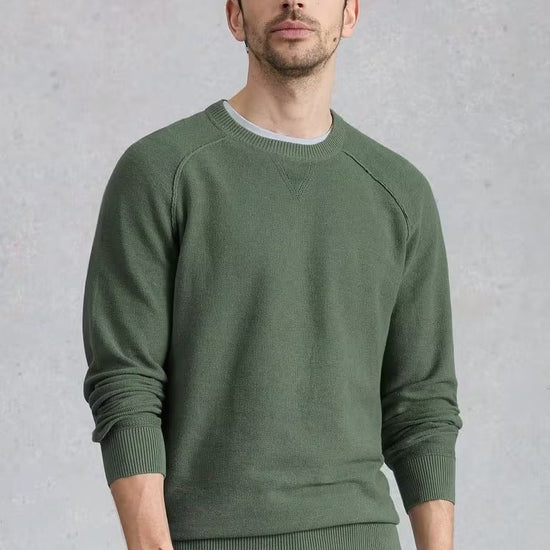 Young Ideas & Henmores - Attadale Linen Blend Jumper - Mid Green - M