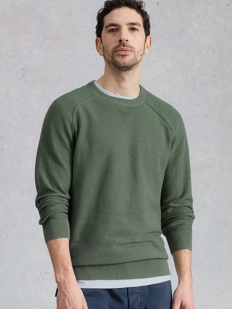Young Ideas & Henmores - Attadale Linen Blend Jumper - Mid Green - M