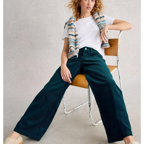 Young Ideas/Henmores - Ayla Cord Wide Leg Trouser - Dark Teal - 10/R